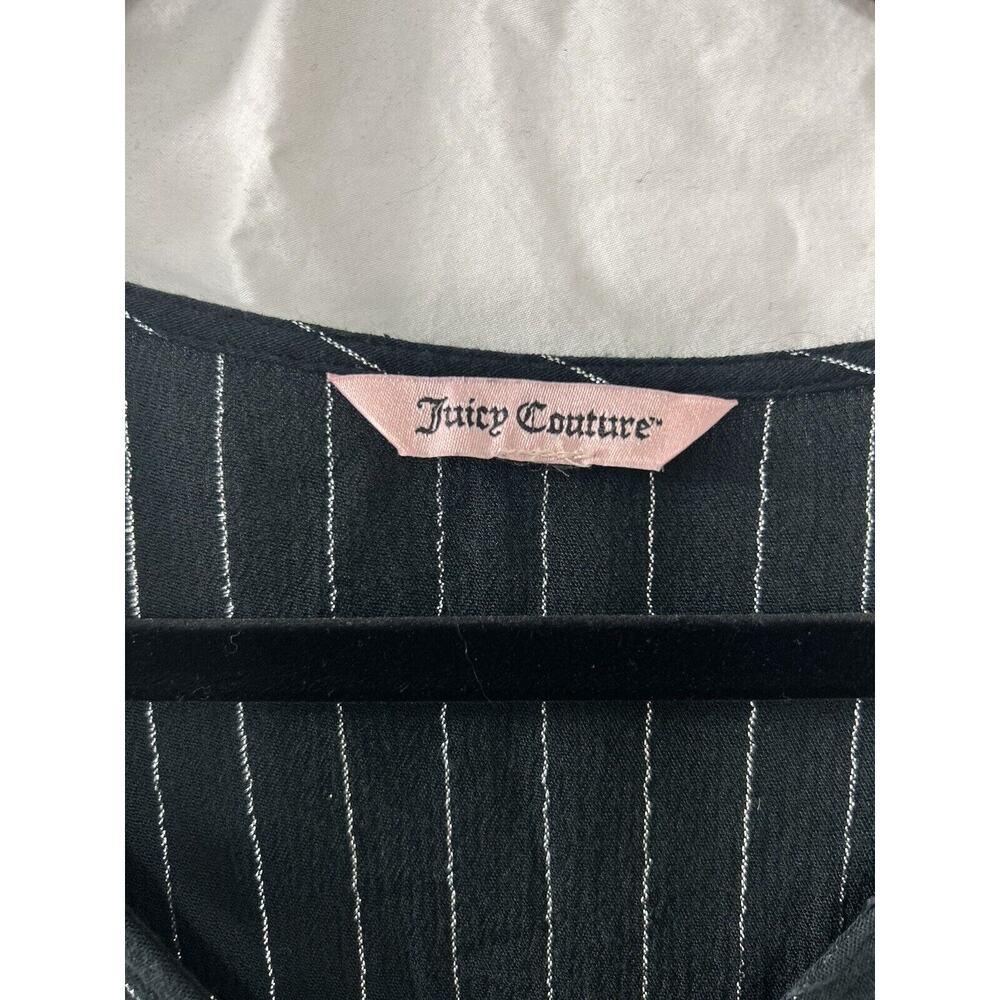 Juicy Couture Tie Waist Long Flowy Bell Sleeve Black Silver Stripes Witchy Sz L - Picture 5 of 9